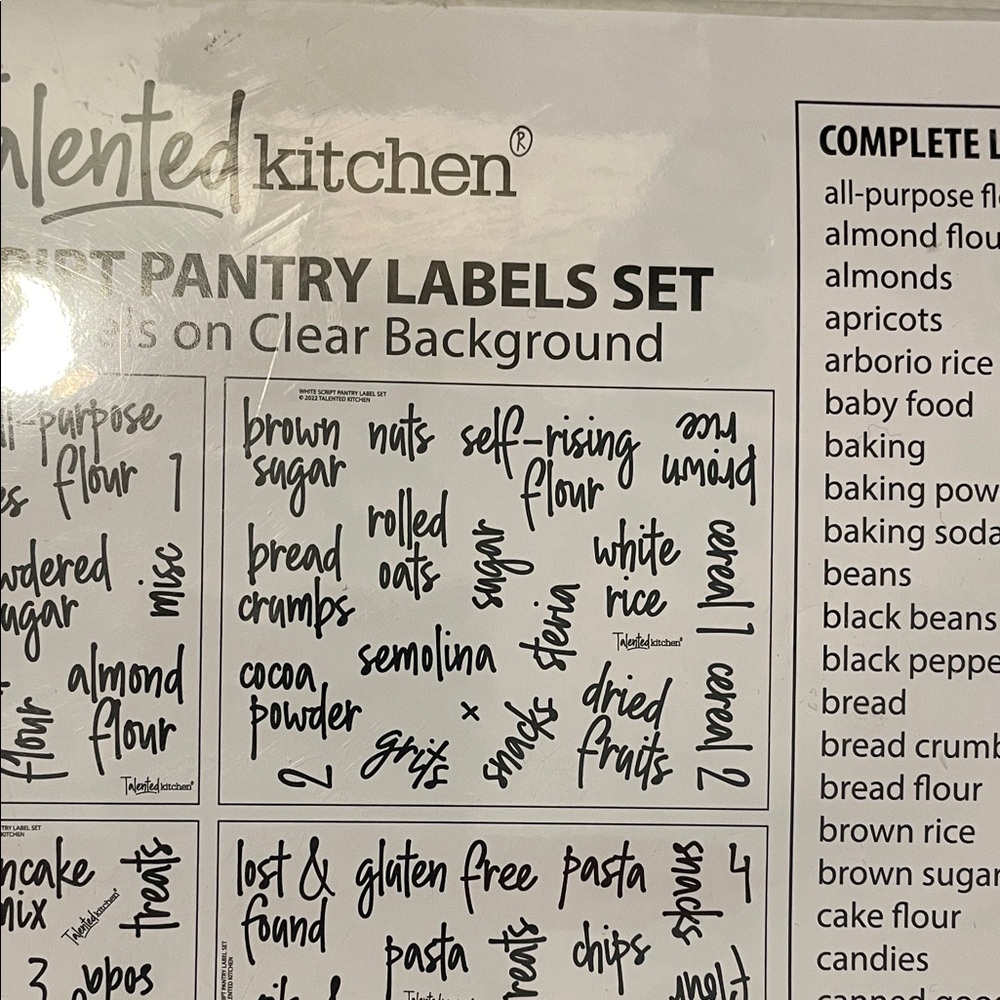 White Script Pantry Labels Set kitchen labels - Picture 4 of 11